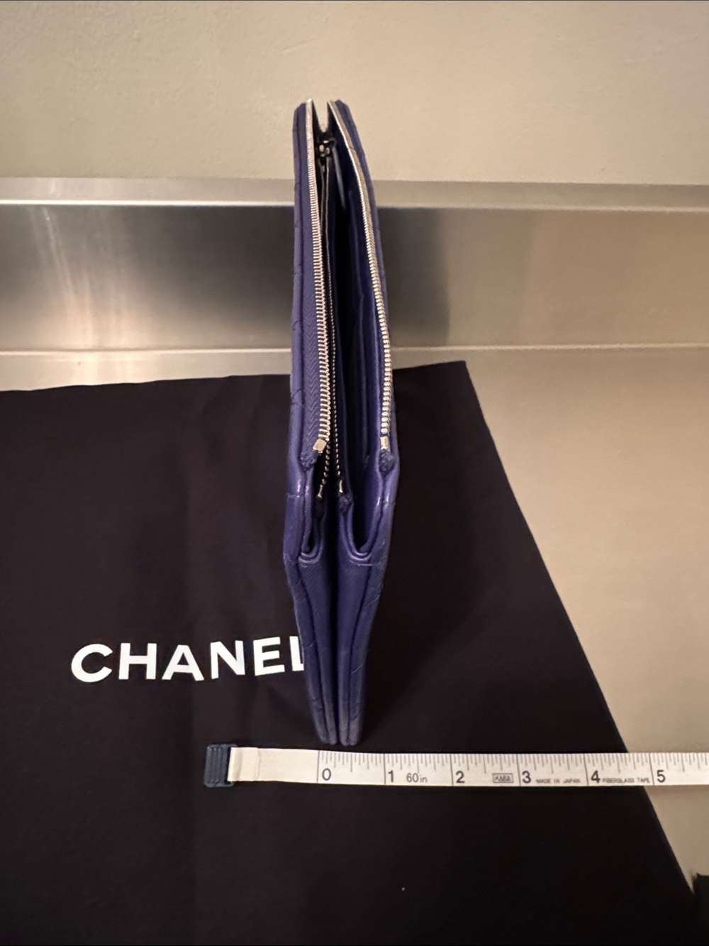 CHANEL Quilted Lambskin Clutch with Chain Pouch - Deep Blue - Picture 13 of 14